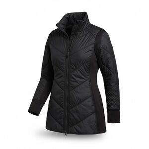 Athleta Black Quilted Hybrid Puffer Jacket